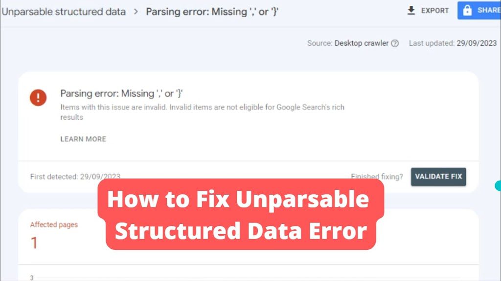 How to fix ‘Unparsable structured data’ in Google Search Console?